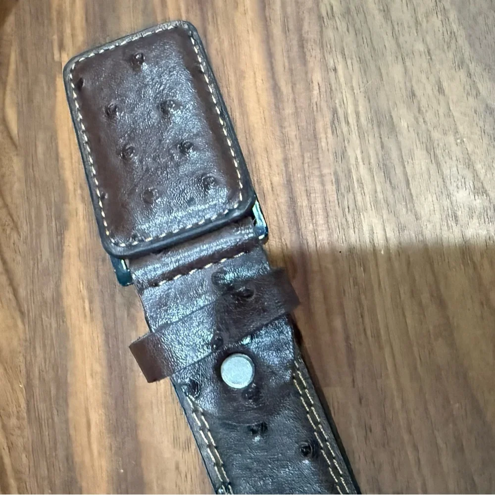 Original Genuine Ostrich Belt Square Buckle